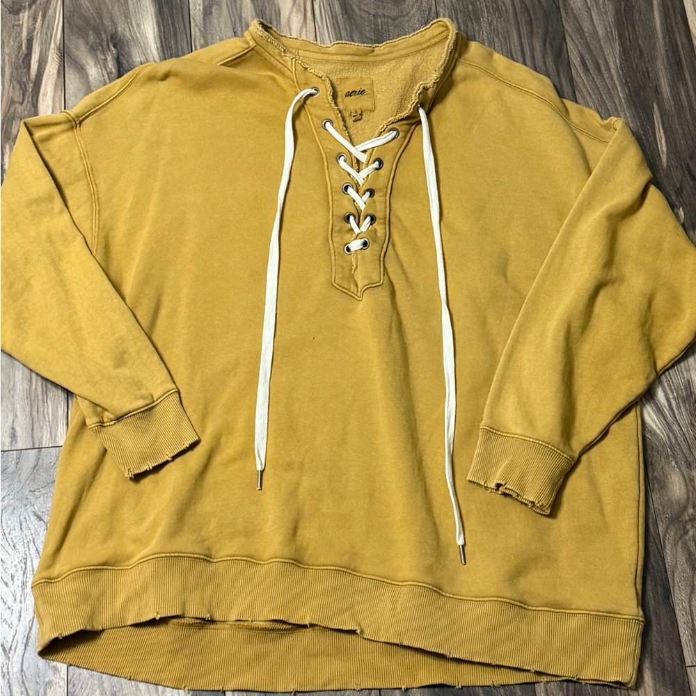 Aerie Mustard Yellow Pullover Sweatshirt